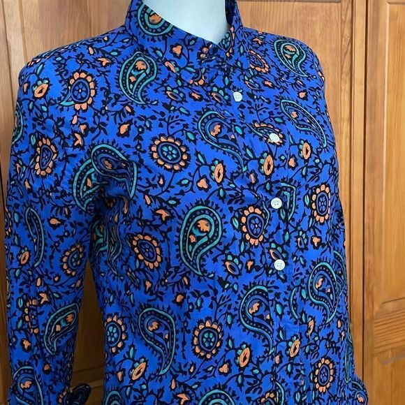 J.Crew The Perfect Shirt in Blue Paisley size Small - Picture 2 of 8